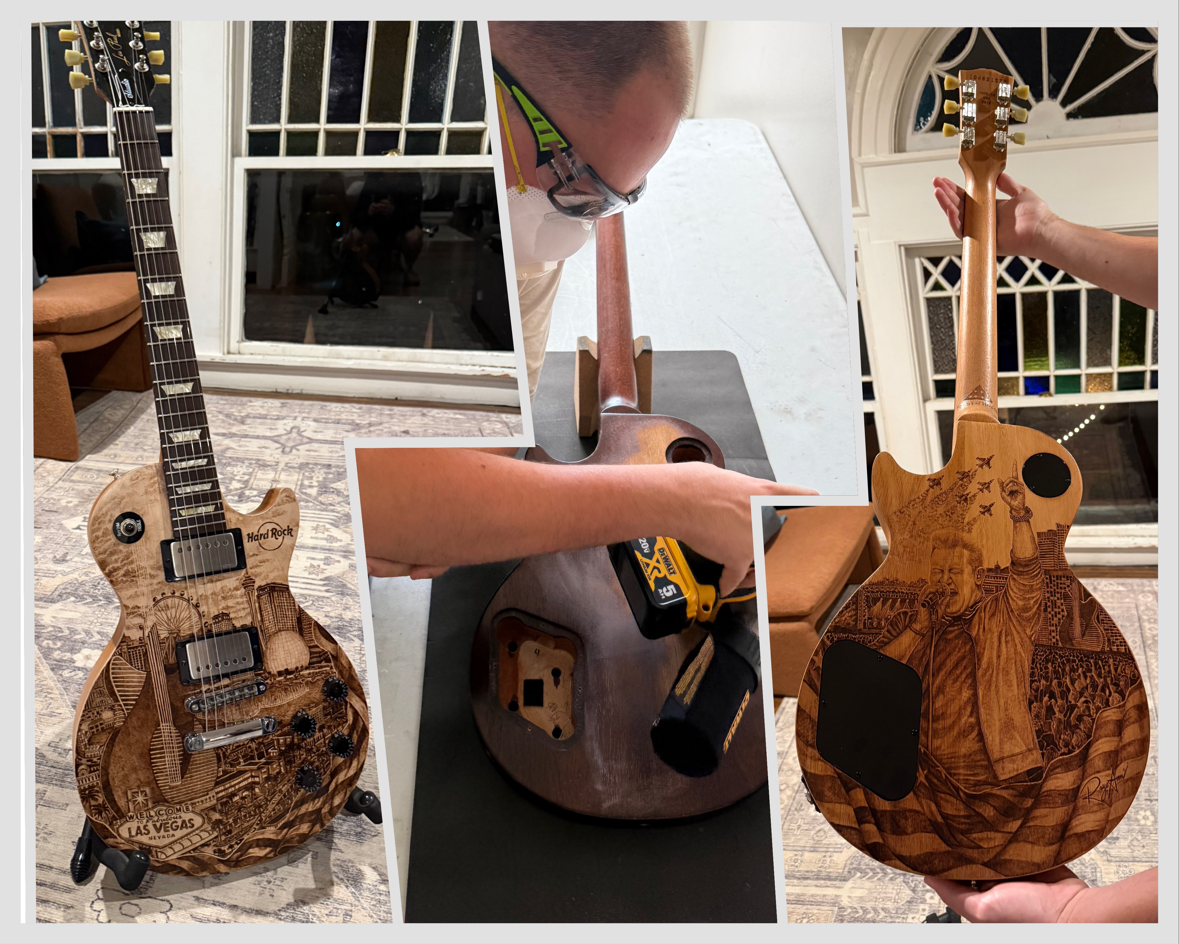 2012 Gibson Les Paul Studio Satin with custom pyrography artwork